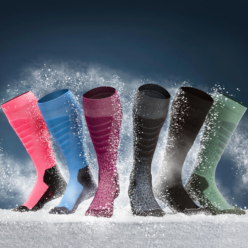 Adult Ski and Snowboard Socks 100 Plus - Blue and Black